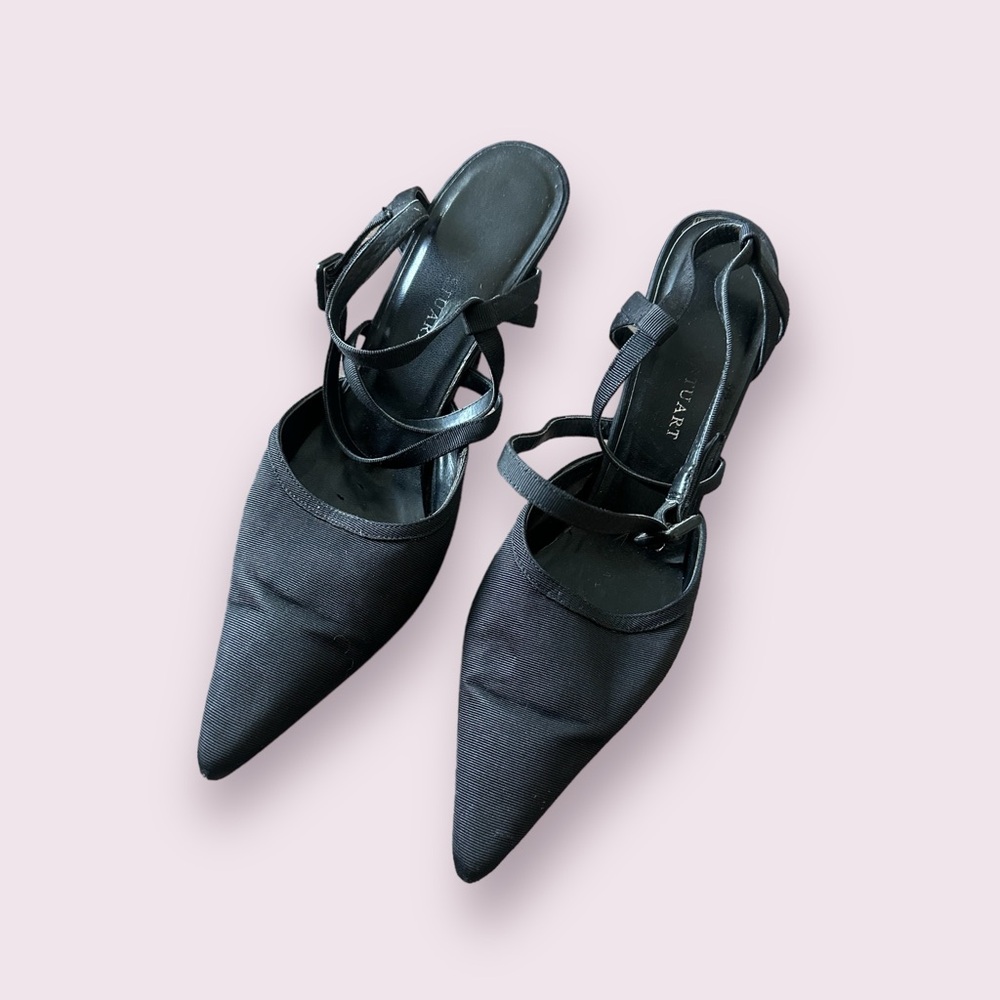 Women’s Colin Stuart Vintage Black Pointy Toe Strappy 4” High Heel Shoes